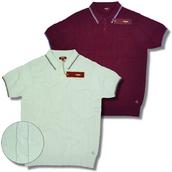View Item Merc London Fine Cable Knit Mod Polo Shirt Sky / Wine